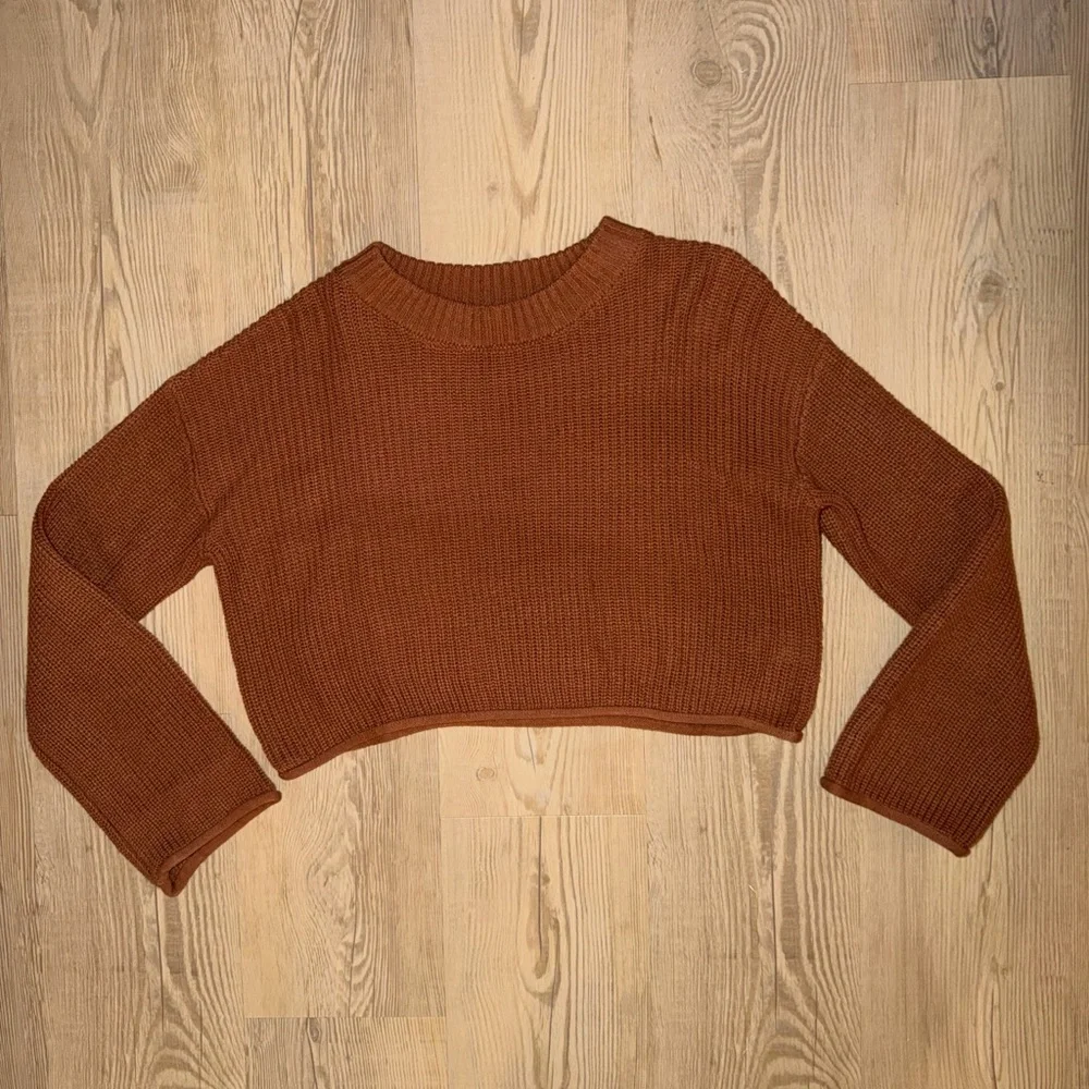 Rust Orange Cropped Knit Sweater M